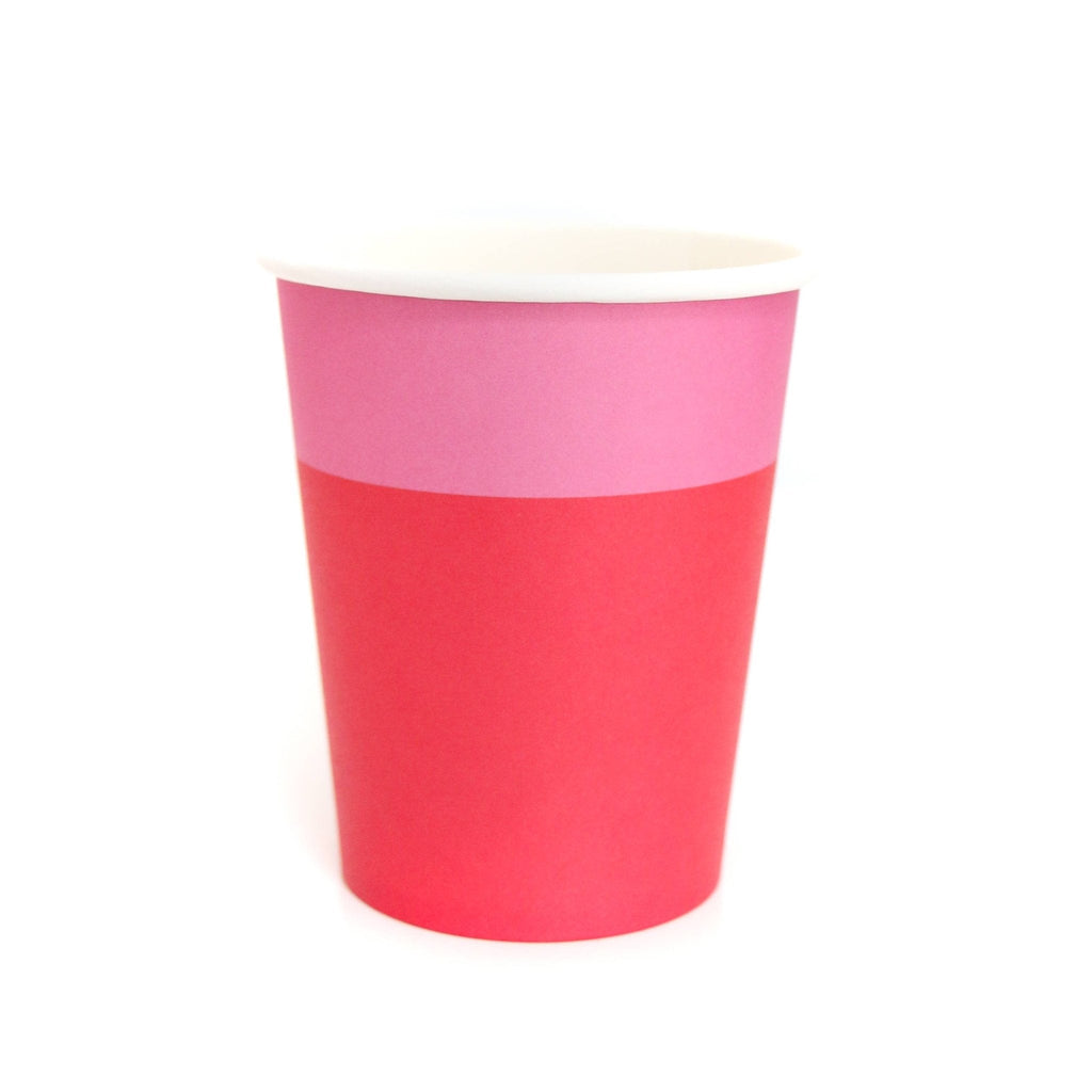 Red & Pink Color - Blocked Paper Party Cups - bubblegum market