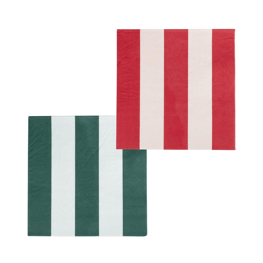 Red & Pink / Green & Mint Striped Cocktail Napkins - bubblegum market