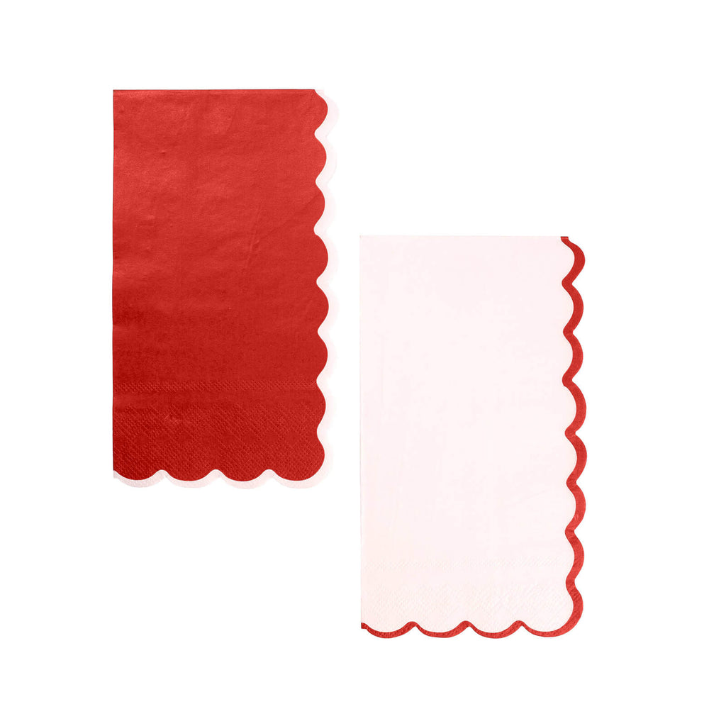 Red & Pink Scalloped Guest Towel Napkins - bubblegum market
