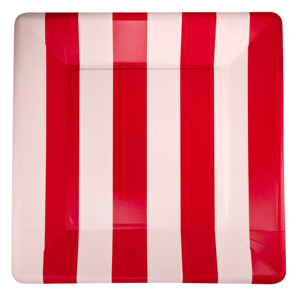 Red & Pink Striped Plates 11" - bubblegum market
