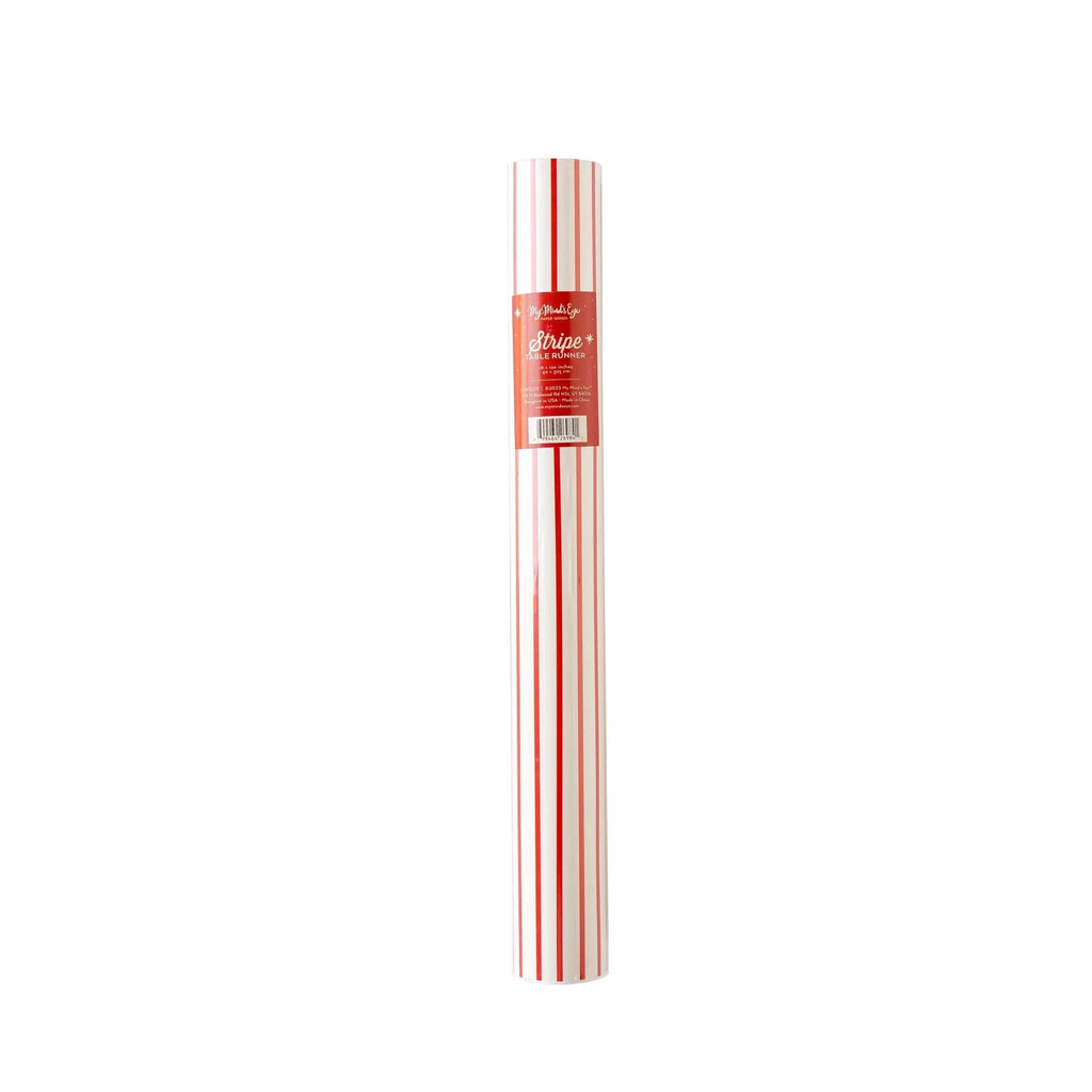 Red Pinstripe Paper Table Runner - bubblegum market