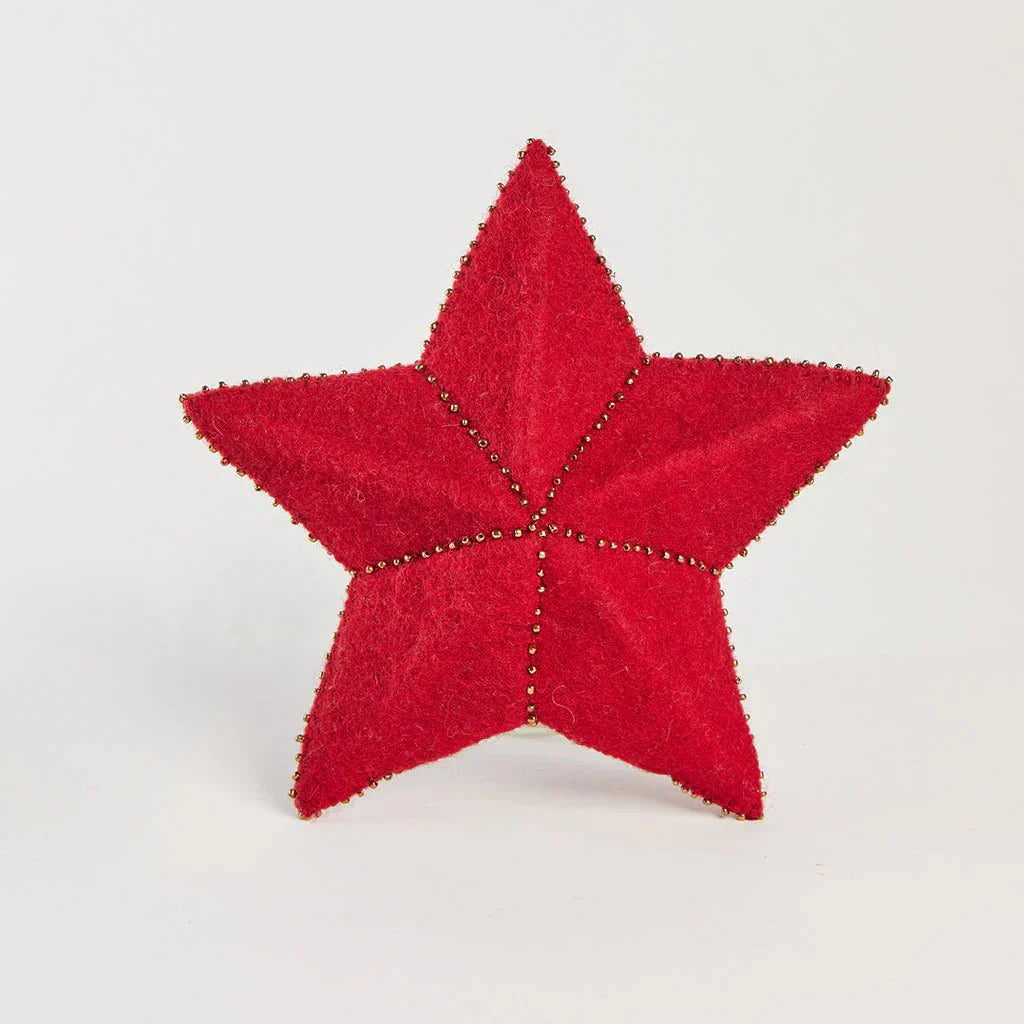 Red Star Small Felt Tree Topper 7.5" - bubblegum market