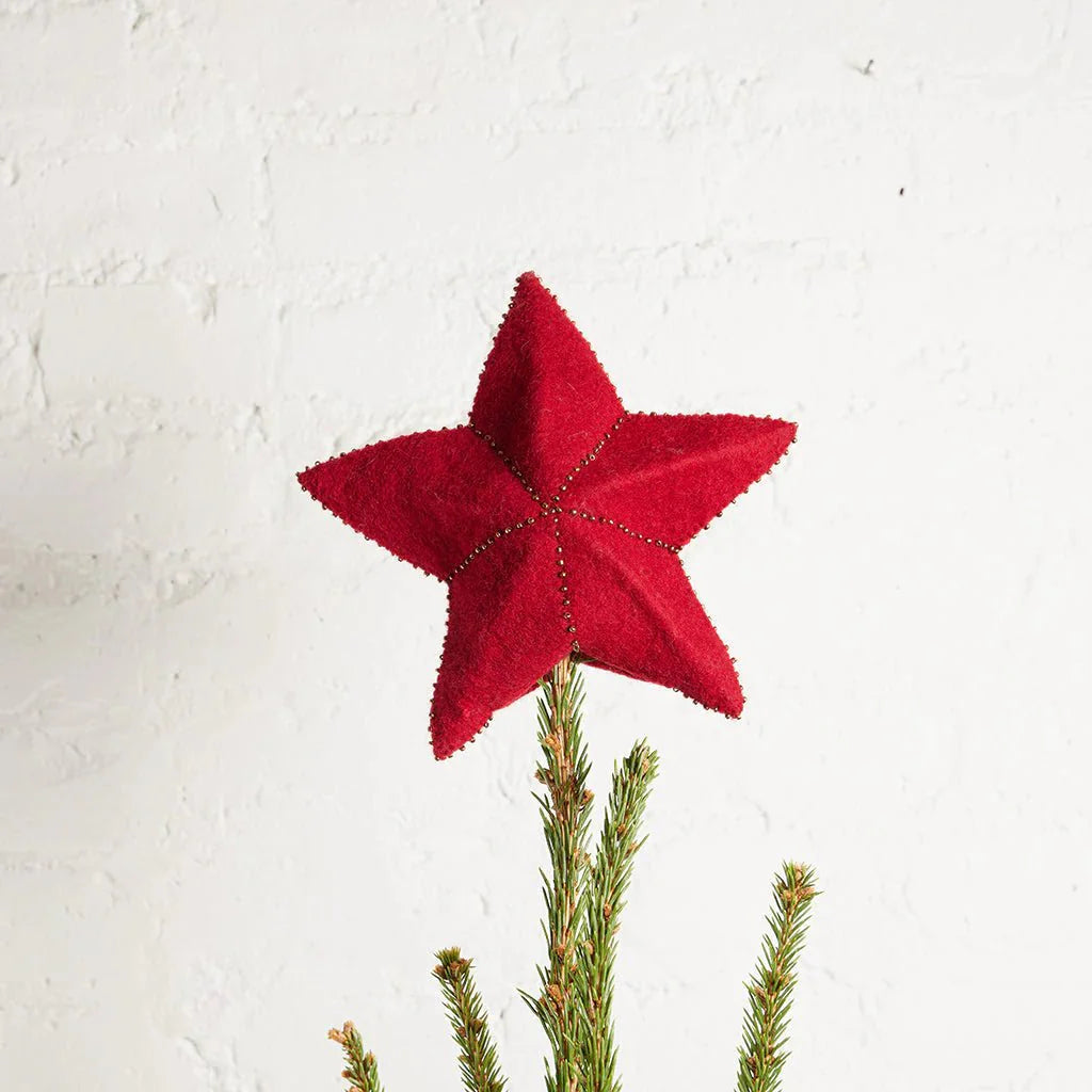 Red Star Small Felt Tree Topper 7.5" - bubblegum market