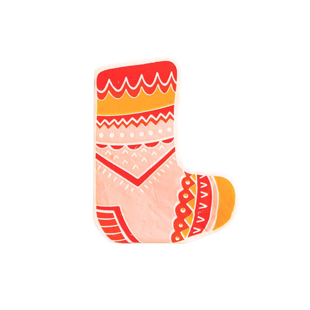 Retro Christmas Sock Paper Dinner Napkins - bubblegum market