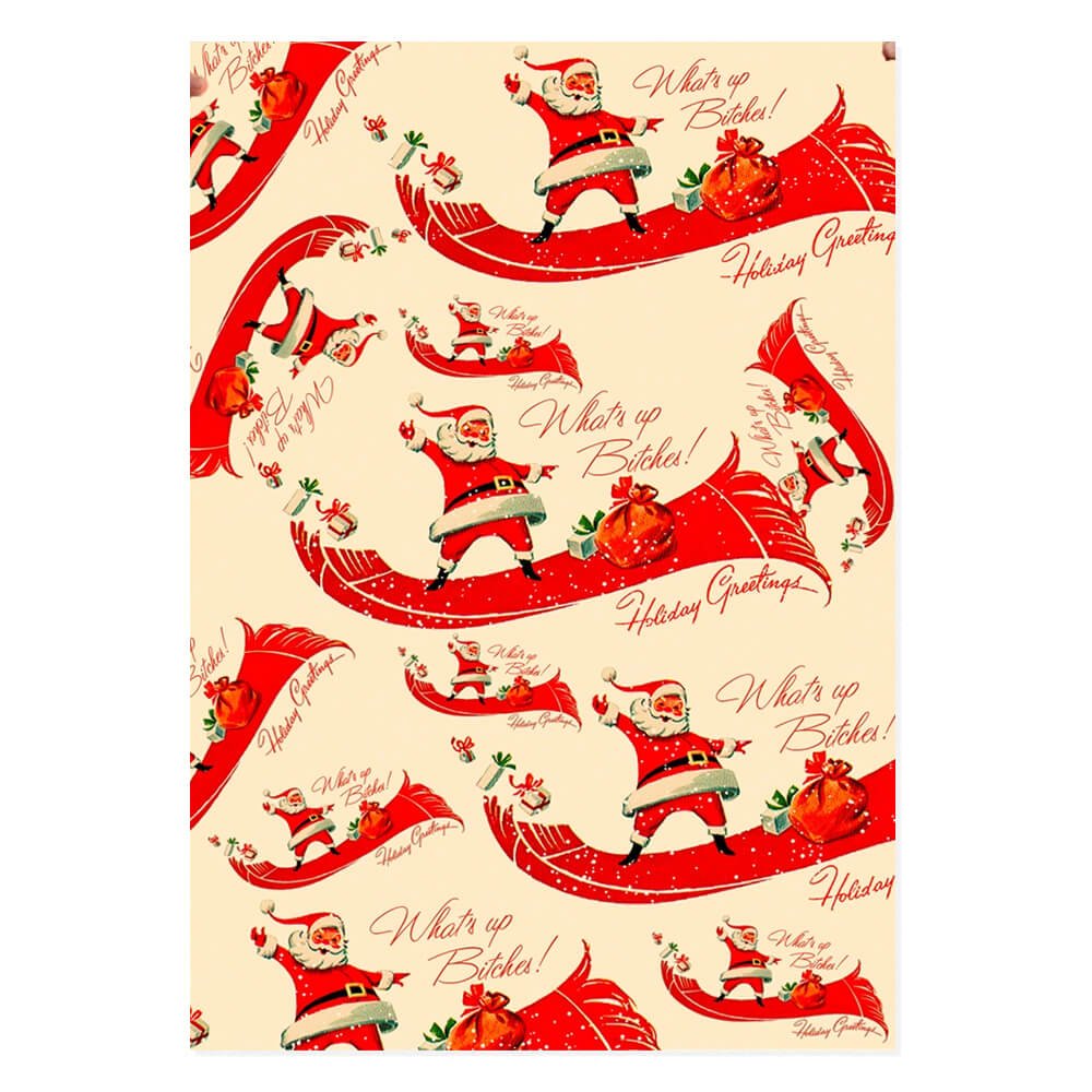 Santa Bitches Holiday Wapping Paper Sheets (Roll of 3) - bubblegum market