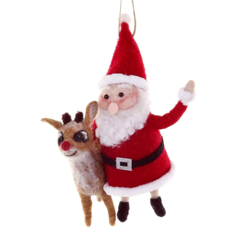 Santa & Rudolph Felt Ornament 7" - bubblegum market