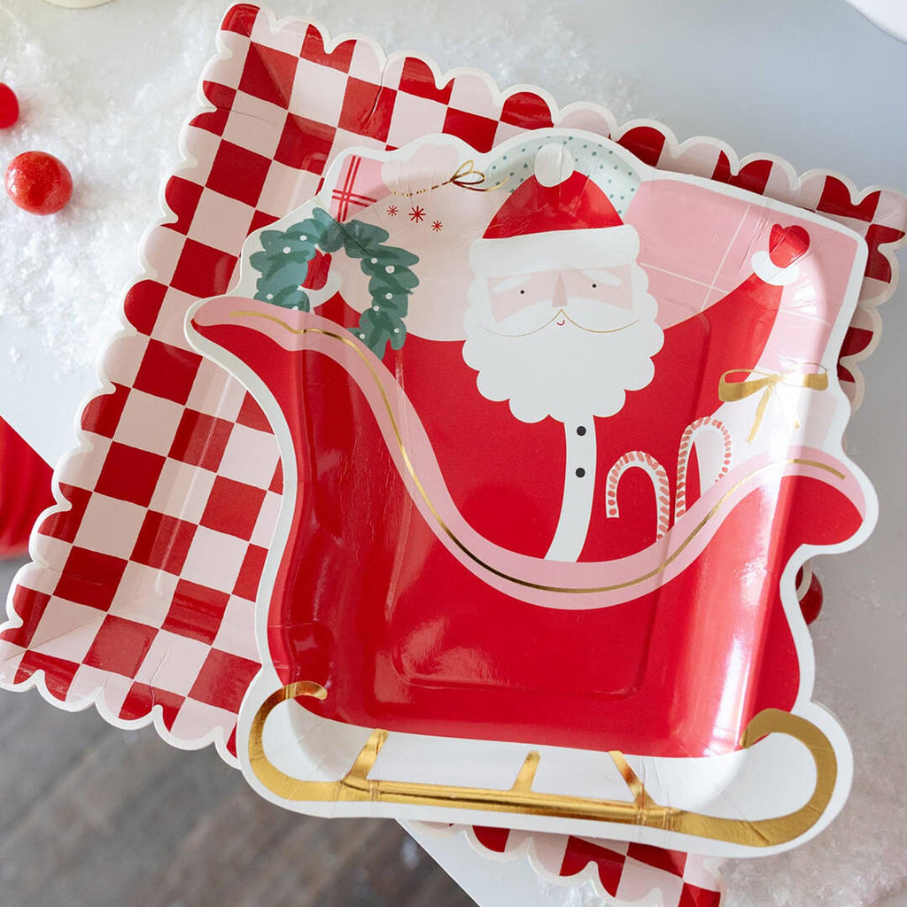 Santa's Sleigh Shaped Paper Plates 9"