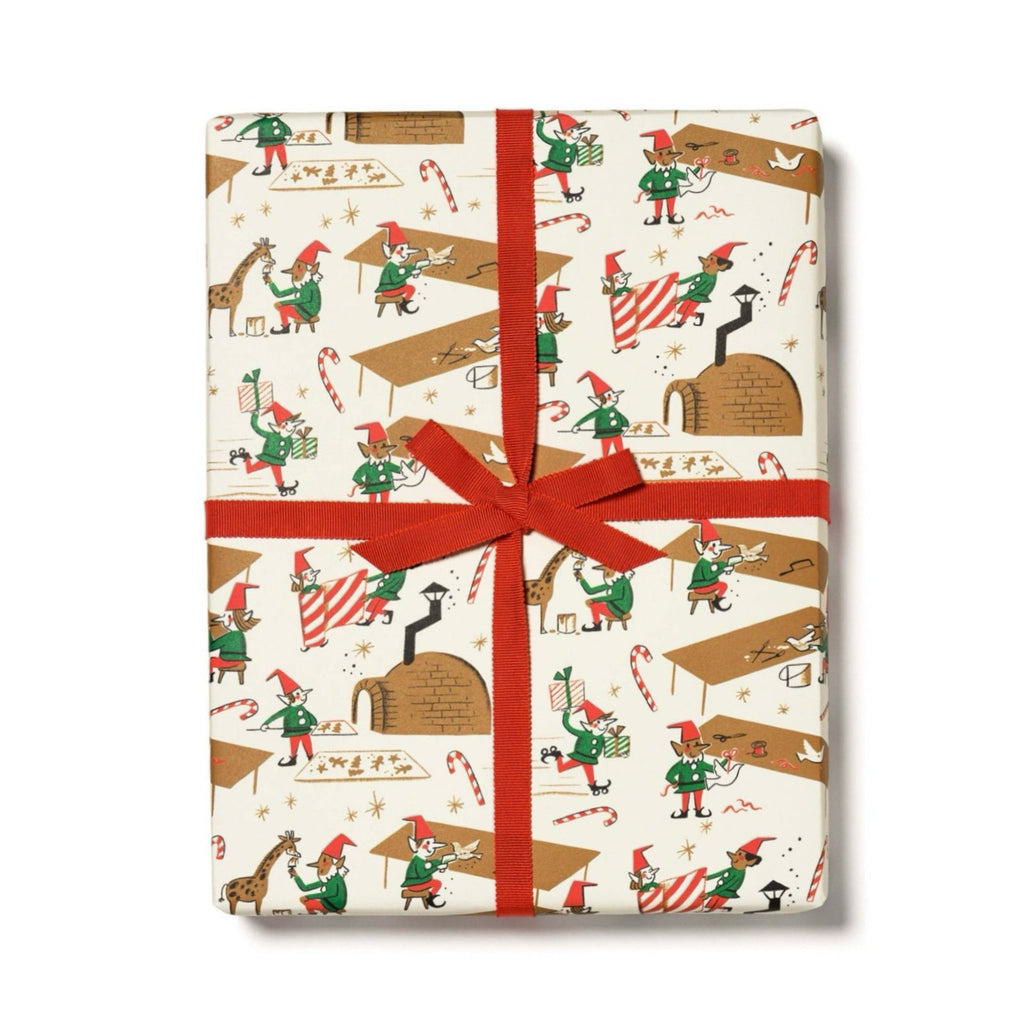 Santa's Workshop Holiday Gift Wrap Sheets (Roll of 3) - bubblegum market