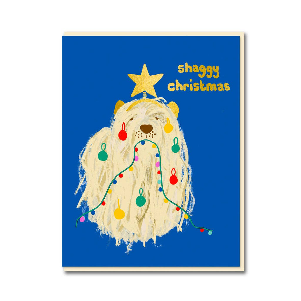 Shaggy Dog Christmas Holiday Greeting Card - bubblegum market