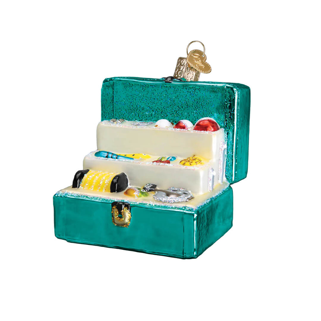 teal-fishing-tackle-box-ornament-old-world-christmas-front-view