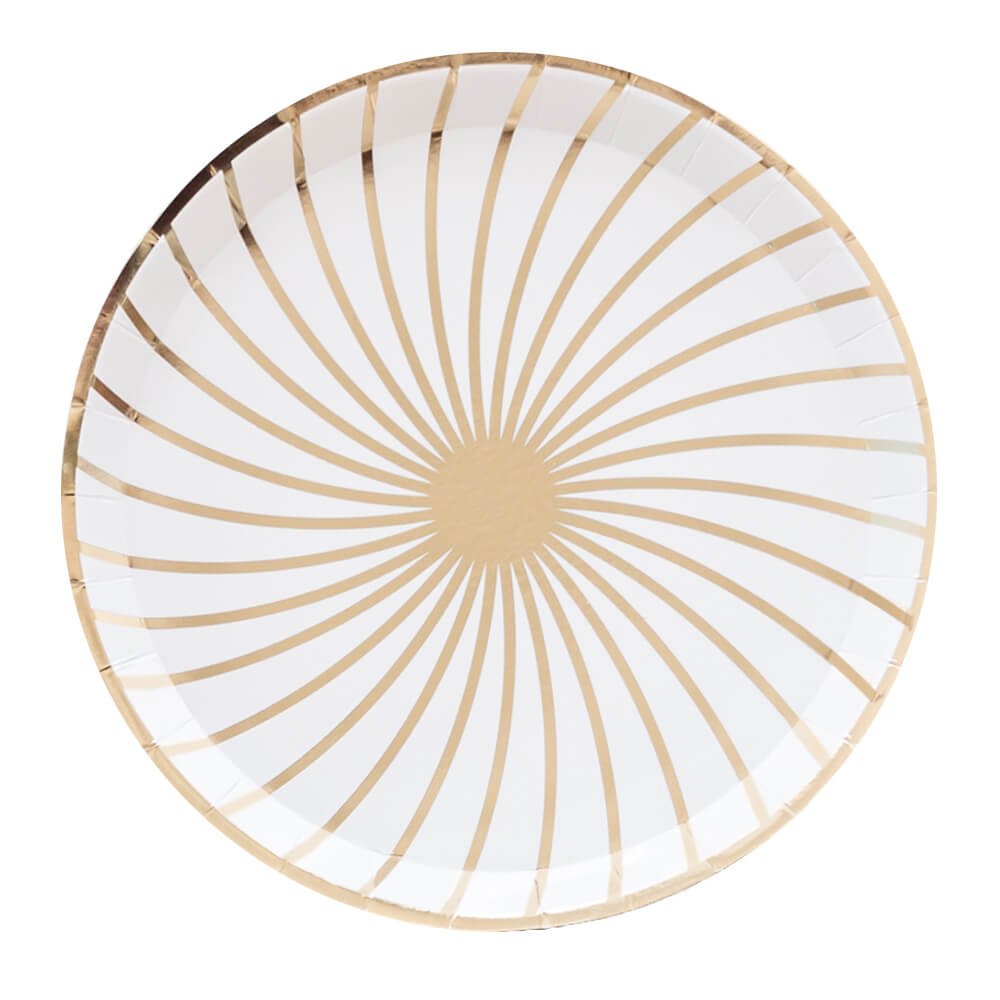 The Gatz White & Gold Dinner Plates 9" - bubblegum market
