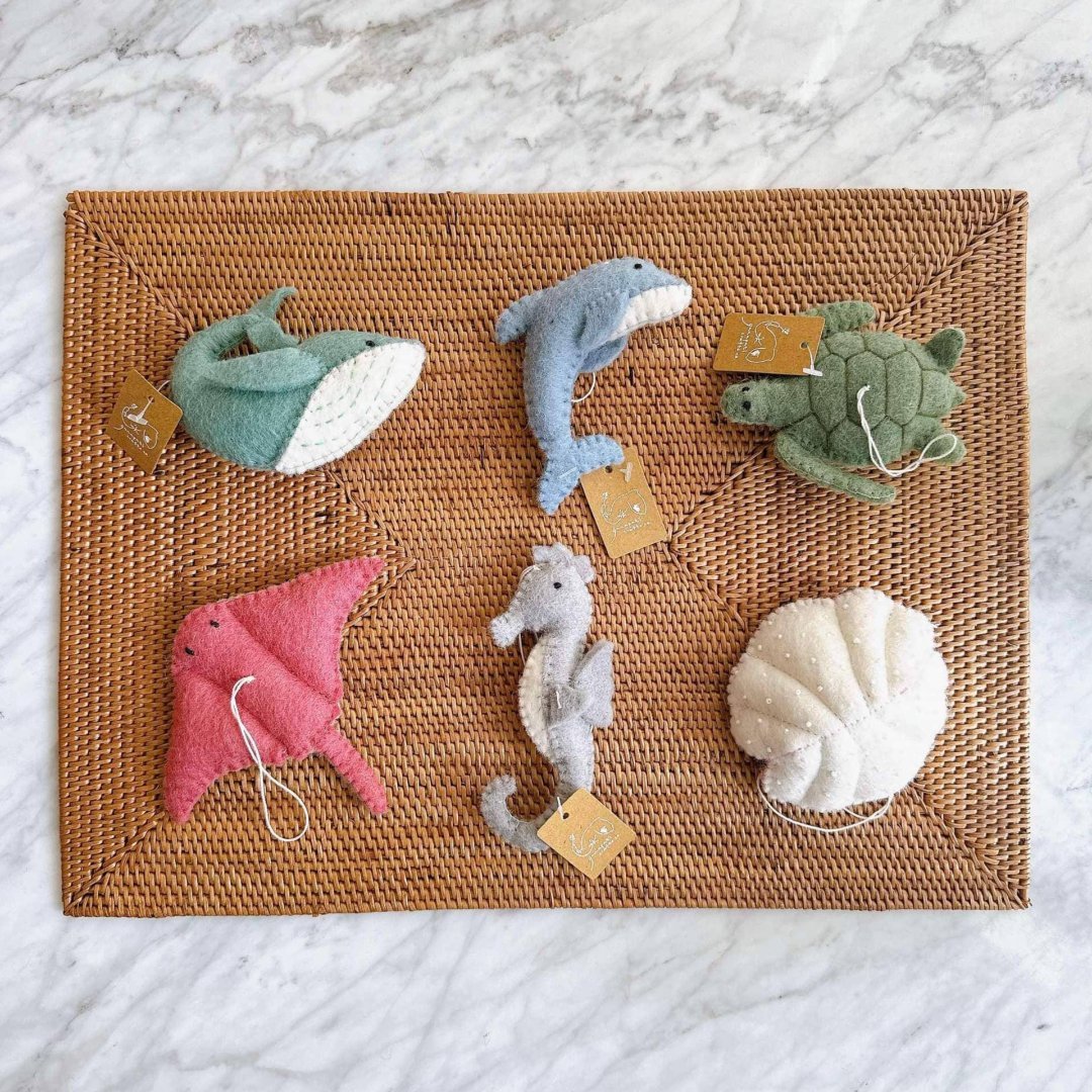 Whale Wool Felt Ornament 4.5" - bubblegum market