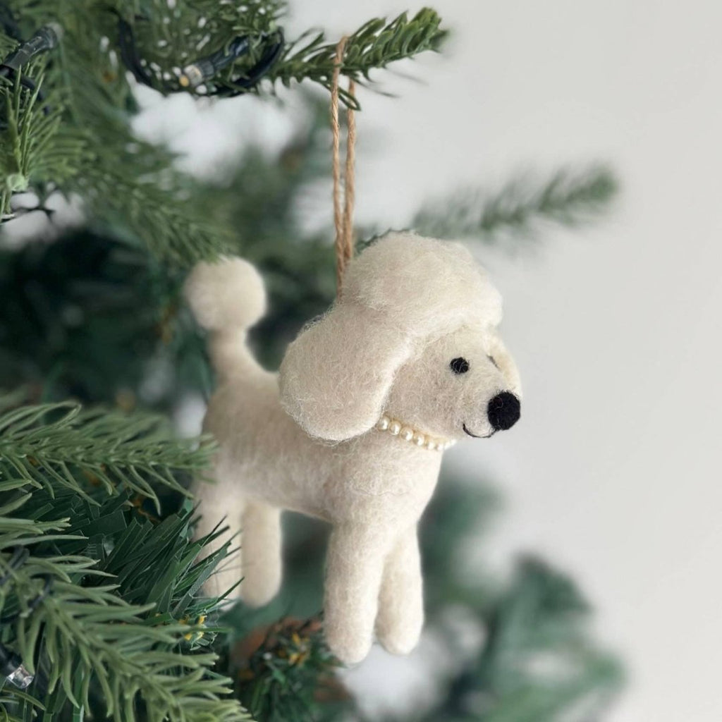 white-poodle-with-pearl-necklace-wool-felt-ornament-deer-harbour-design