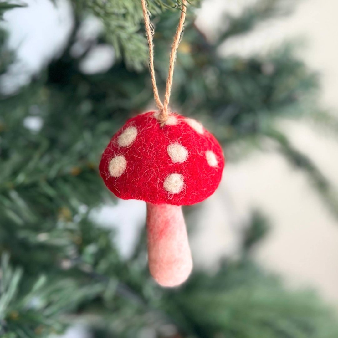 Wool Felt Mushroom Ornament 3" - bubblegum market