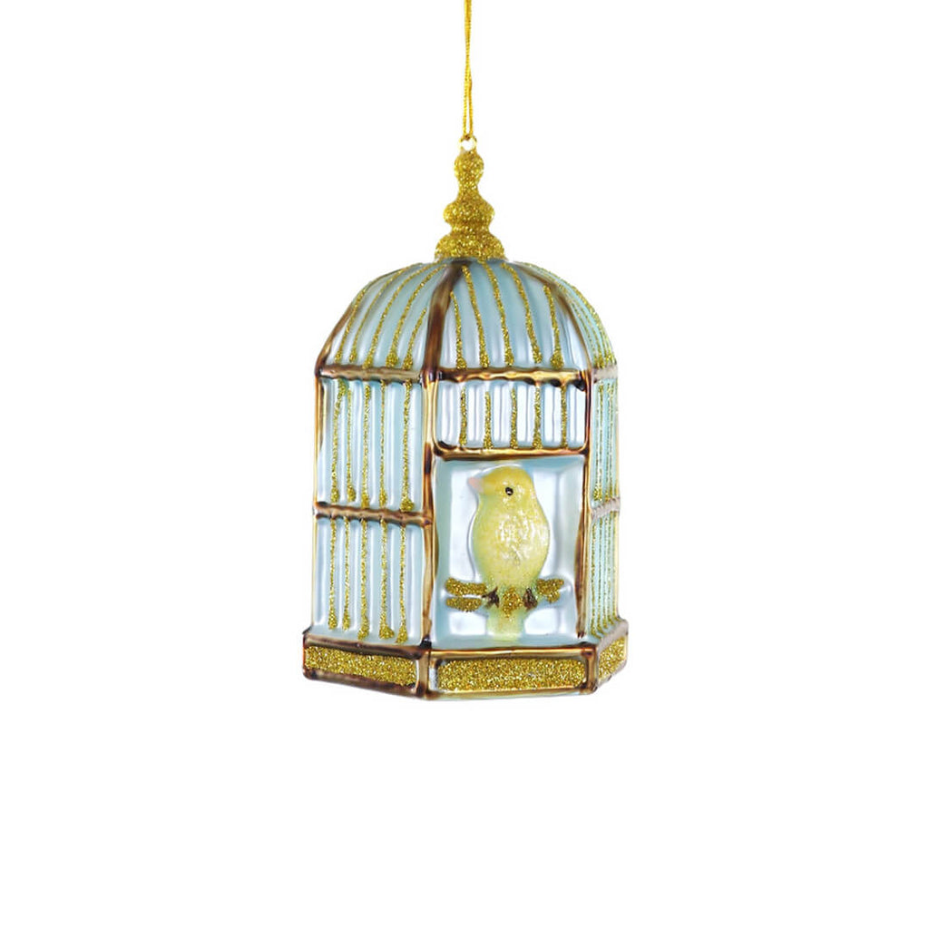 Canary Birdcage Ornament 4.5"