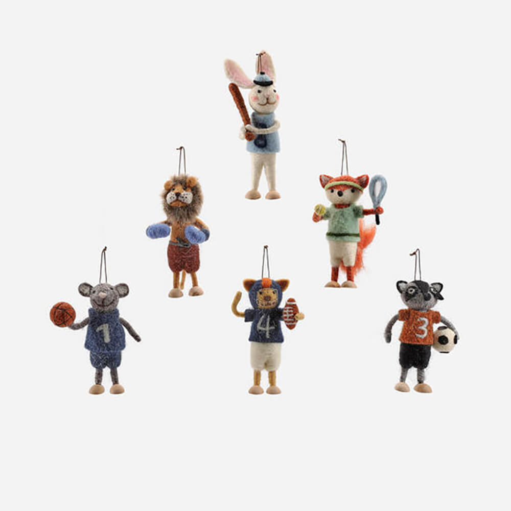 180-one-hundred-80-degrees-felted-sports-animal-christmas-ornament-soccer-football-basketball-tennis-boxing-baseball
