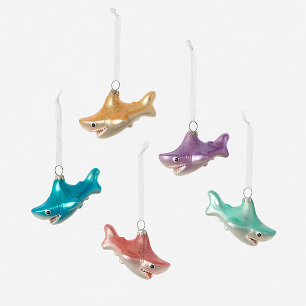 180-one-hundred-80-degrees-glass-happy-shark-baby-pink-blue-mint-green-yellow-purple-christmas-ornament