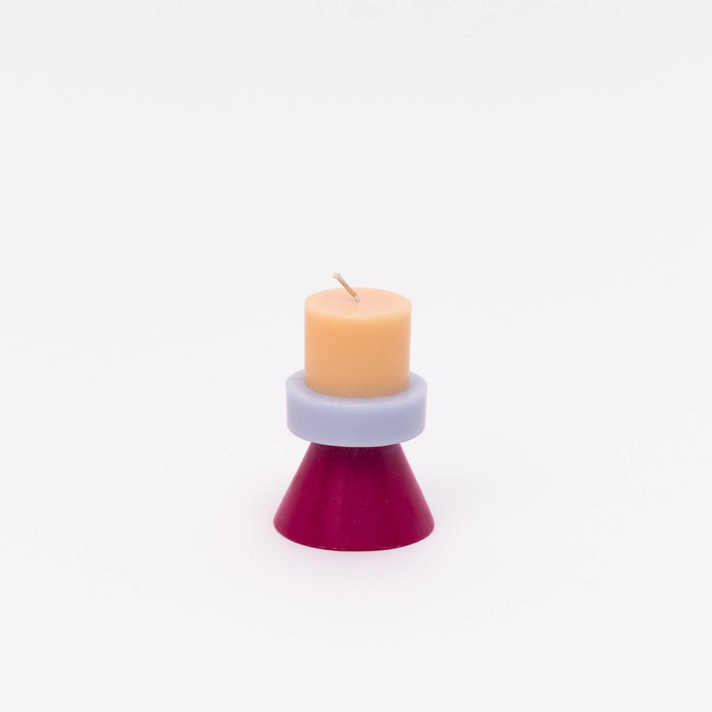 Color-Blocked Mini Stack Candle (Peach, Lilac, Ruby)