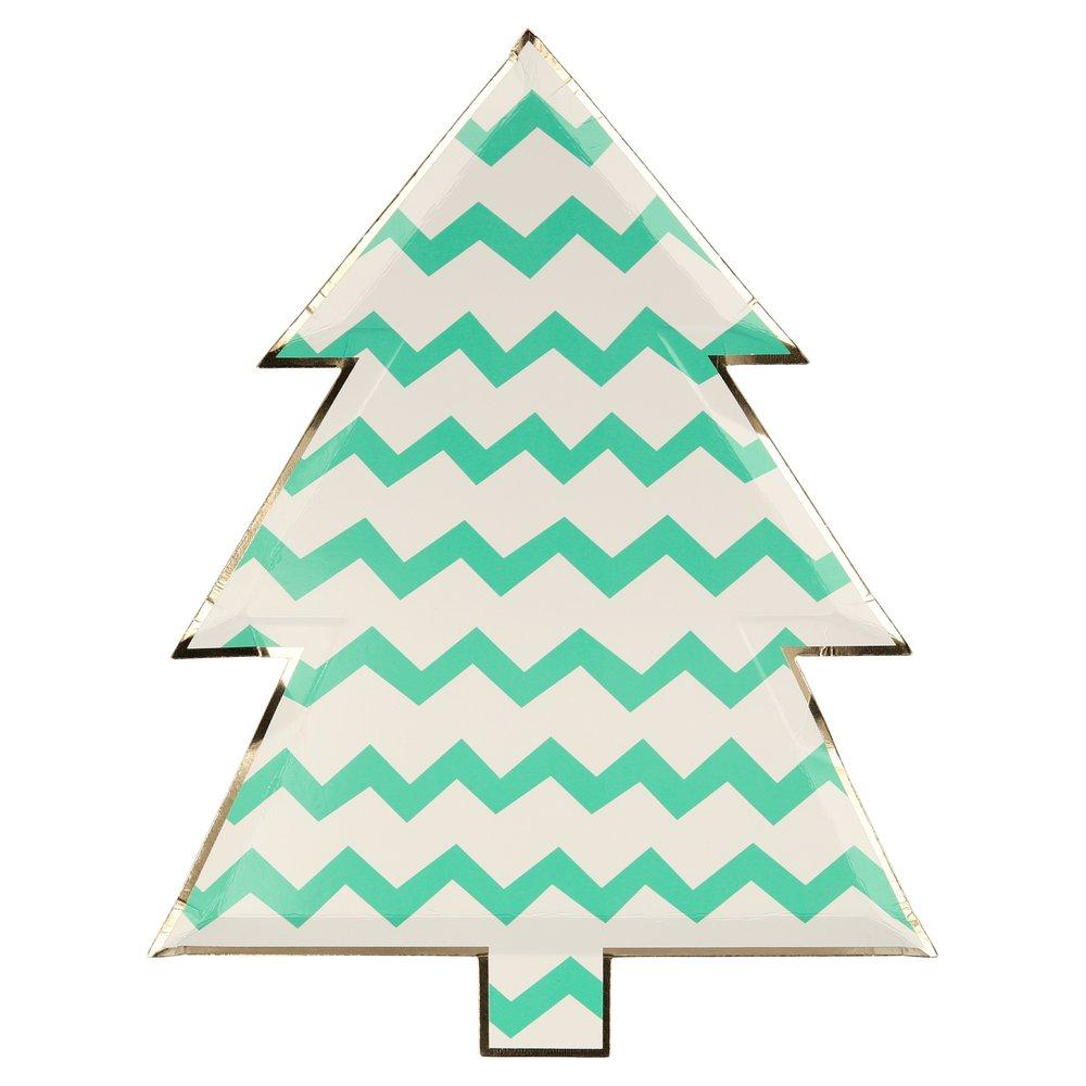     meri-meri-party-green-zig-zig-zigzag-patterned-christmas-tree-plates