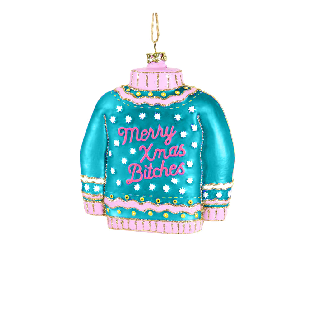 Teal Christmas Sweater Ornament 4.5"