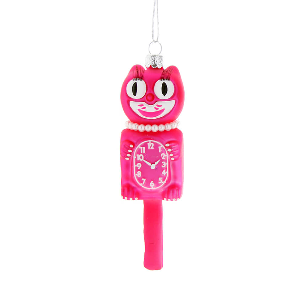     pink-retro-cat-clock-ornament-cody-foster-christmas