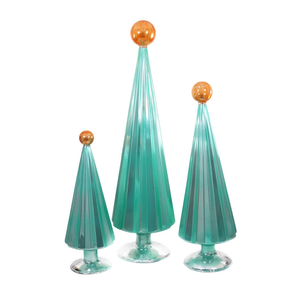 pleated-glass-trees-in-mint-copper-orange-set-cody-foster-christmas
